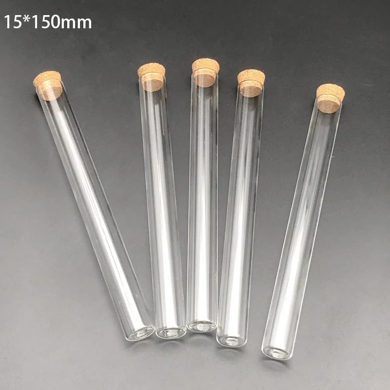 20 Stück -Reagenzgläser mit flachem Boden und Korkstopfen – 15 x 150 mm Laborbehälter