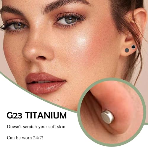 BLISI 2 Pairs Titanium Black Onyx & Heart/Moon/Star/Dot Earrings - Flat Back Earring Black Stud Earrings for Men & Women -Hypoallergenic, Trendy Earring Ideal for Daily Wear, Parties & Gifting4