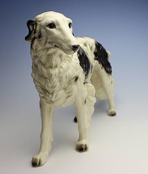Amazon.co.jp: 陶器製 犬置物 ボルゾイホワイトブラック 歩き姿