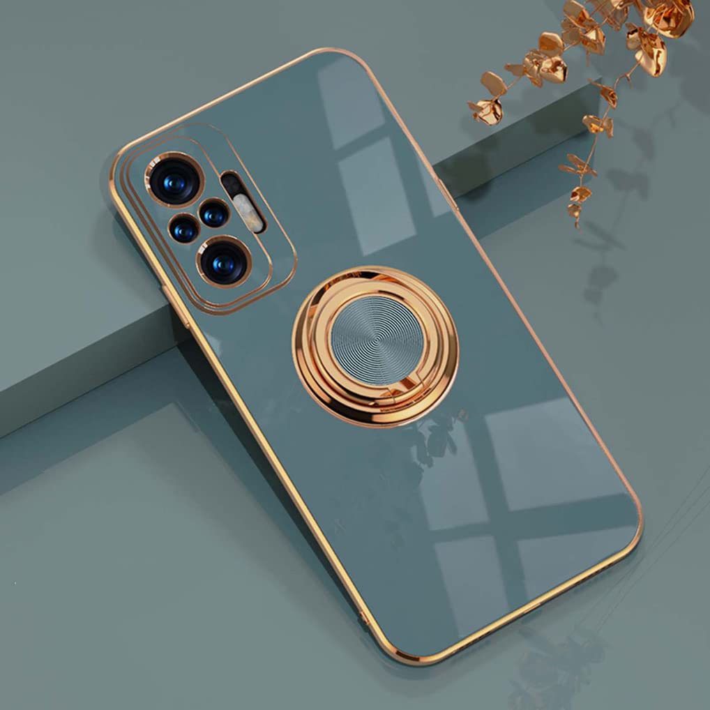 HAOYE Cover per Xiaomi Redmi 10 5G con Girevole Anello, Custodia con Copertura della Fotocamera Scorrevole, Silicone TPU e PC Protettiva Bumper. Nero