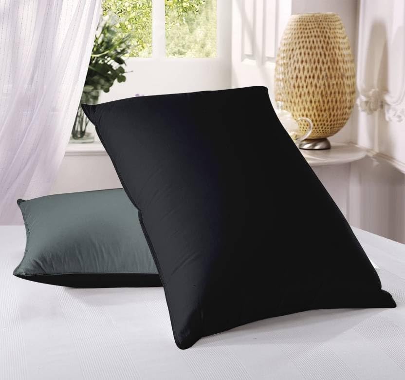 Texlux Microfiber Pillow Set of 2 for Sleeping 17 Inch X 27 Inch - Grey Black 2