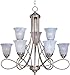 Maxim 11046MRSN Nova Marble Glass Chandelier, 9-Light 900 Watts, 31"H x 31"W, Satin Nickel