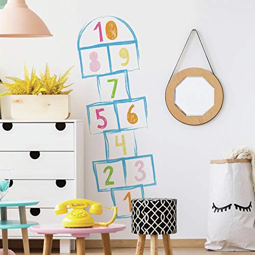 RoomMates Hopscotch Peel and Stick Giant Wall Decals, Pink, Orange, Yellow, Green, Blue