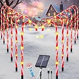 VEEKAY 12 Pièces Decoration Noel Lampe Solaire Exterieur,8 modes de canne à sucre éclai...