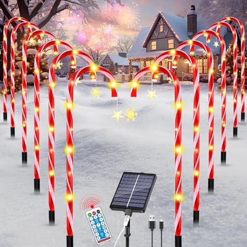 VEEKAY 12 Stück Solar Weihnachtsbeleuchtung Außen,Weihnachtsdeko...