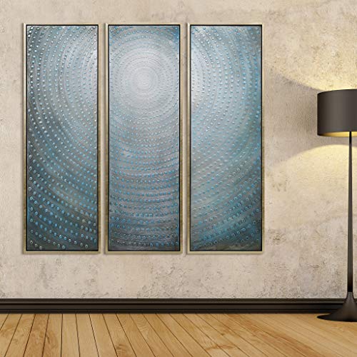Empire Art Direct Abstract Wall Art Textured Hand Painted Canvas By Martin Edwards, Triptych, 60" X 20" Each, Concentric #TOP25