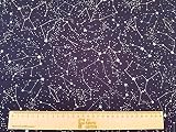 Tissu en coton Motif constellations Bleu marine – Rose et Hubble – au mètre