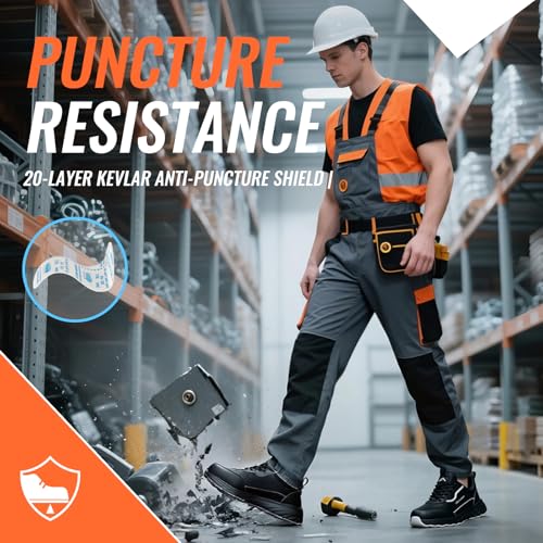 Image of Steel Toe Shoes for Men, Lightweight Safety Work Shoes, Breathable Puncture-Resistant Work Shoes for Warehouse, Factory and Light Construction