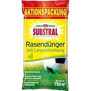 Substral Rasendünger, mit Langzeitwirkung, 100 Tage Langzeitdüngung, mit umhüllten Langzeitstickstoff, für 750 m², 15 kg