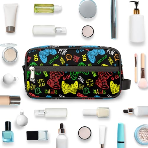 Bardic Travel Toiletry Bag for Boys, Video Games Waterproof Hanging Dopp Kit for Men, Shaving Bag with Large Capacity for Travel,Sports Shower4