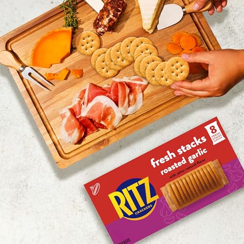 Image of RITZ Fresh Stacks Roasted Garlic Crackers, 8 Multi Snack Packs | Travel Snacks, Individually Wrapped