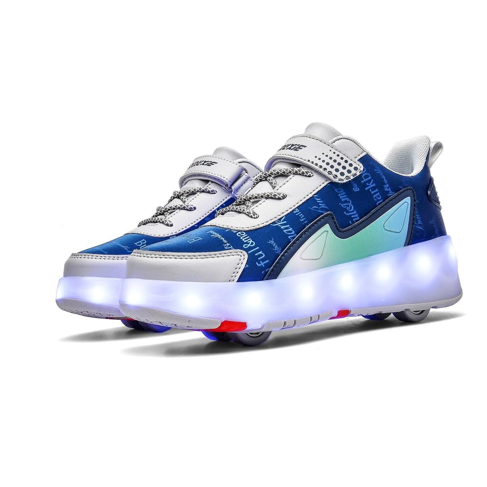 Sneaker per Bambini,Scarpe da Skateboard a Due Ruote,Luce a Cambio Colore Regolabile,Ricarica USB,universali per Ragazzi e Ragazze,Nero Rosa Oro Argento 27–40 EU