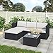 Produktbild Polyratten Lounge gartenmöbel Set, 4-Sitzer Ecklounge Sofa Frei kombinierbare Elemente Ecksofa Beistelltisch Balkon Terrasse Gartengarnitur (Schwarz)