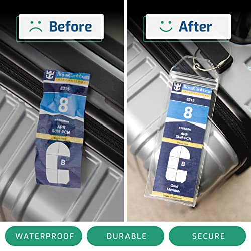 Image of 4 Pack Cruise Luggage Tag Holders for Royal Caribbean Ships + 2 ID Holders