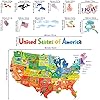DECOWALL SG2-2307 Colourful USA Wall Stickers Decals Peel and Stick Removable for Kids Nursery Bedroom Living Room decor Wallpaper United States US