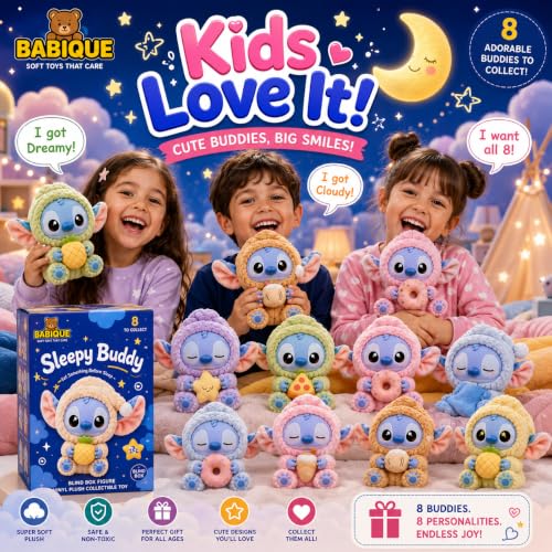 Image of Babique Eat Something Before Sleep Collection Mystery Box Vinyl Plush Toy | Surprise Random Figure | Cute Collectible Model for Home Decor, Birthday Gifts & Kids (1 Random Design)