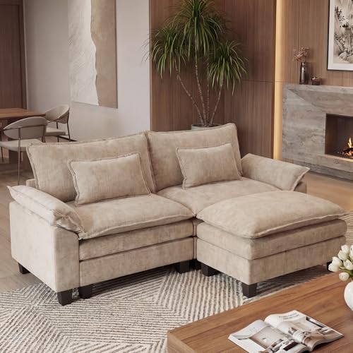 Image of URRED Oversized Modular Sectional Sofa,Khaki:87 inch L Shaped
