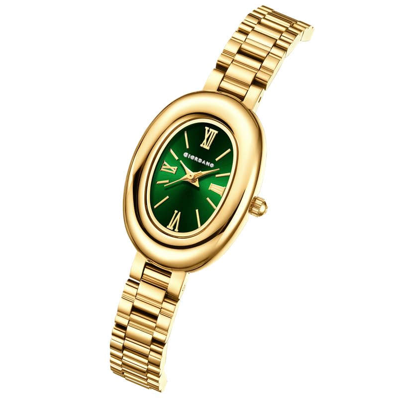 Image of Giordano Analog Quartz Watch for Women - Oval Shape Dial, Roman Numeral Hour Markers, Water Resistant and Stainless Steel Strap- GZ-60115