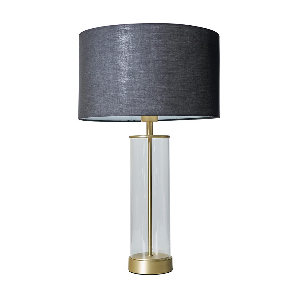 Minisun Black | Contemporary Matt Gold & Clear Tube Table Lamp With A Cylinder Shade | Home Décor, Bedside & Desk Lamp | Includes Bulb [3000K Warm White]