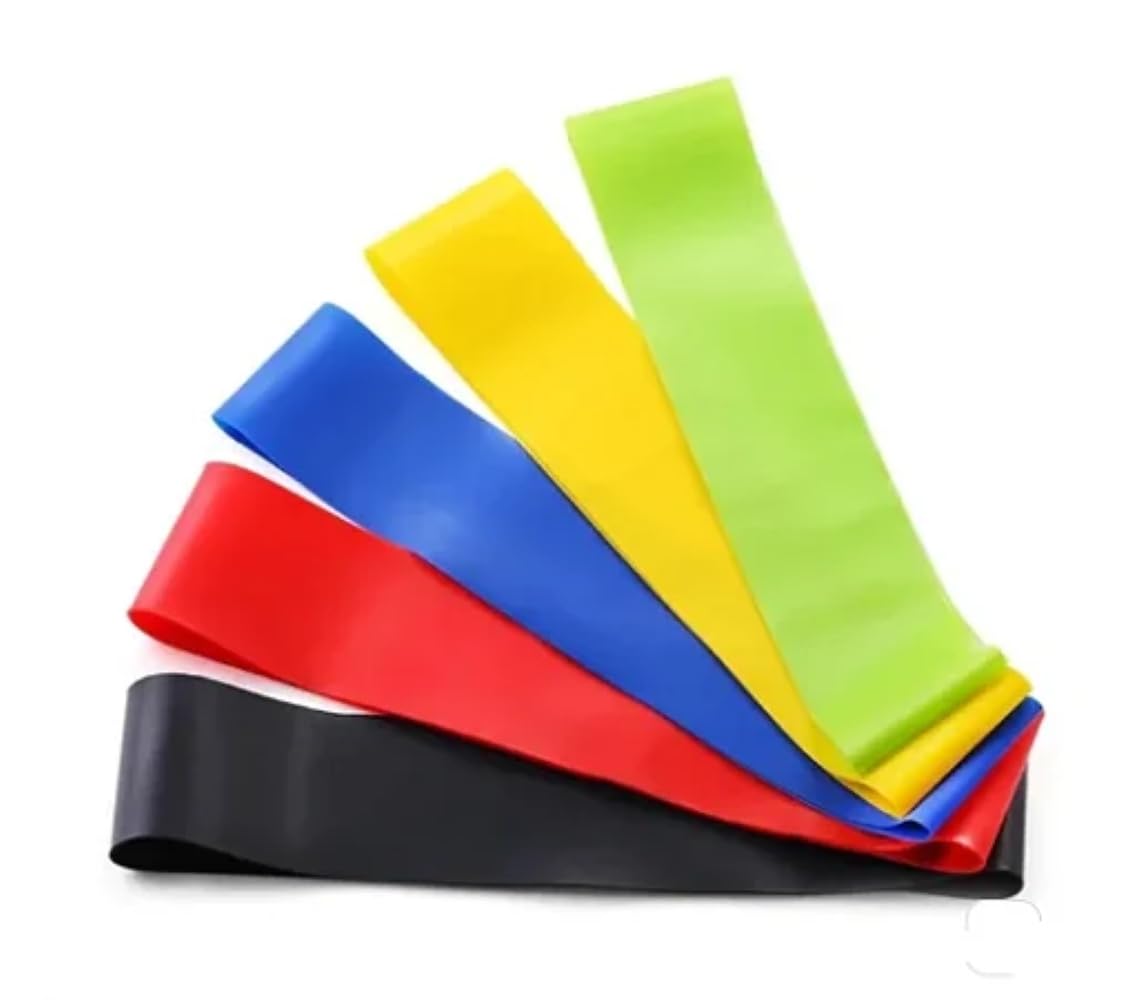 Kit 5 Faixas Elásticas para Exercício Academia e Treino em Casa - Mini Band com 5 Níveis