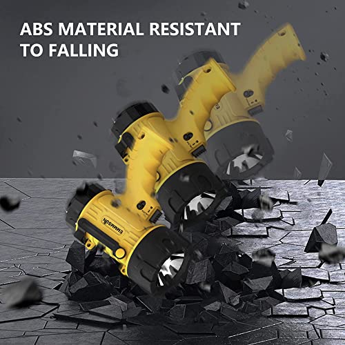 Emmmsun Ip67 Waterproof Rechargeable Spotlight Flashlight, 6000 Lumens Handheld Spotlight With Red Filter & Adjustable Stand, 20Hrs Long Running Spot Light For Boating, Hunting, Fishing (Yellow) #TOP2