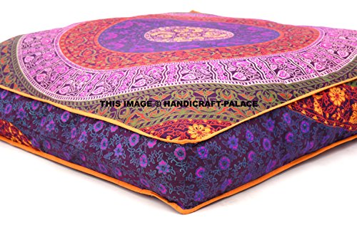 Handicraft-Palace Exclusive Indian Square Urban Mandala Design Floor Pillow Cover Ottoman Pouf Cushion Case Hippie Meditation Throw Outddor Bed Dog/Pets Bed