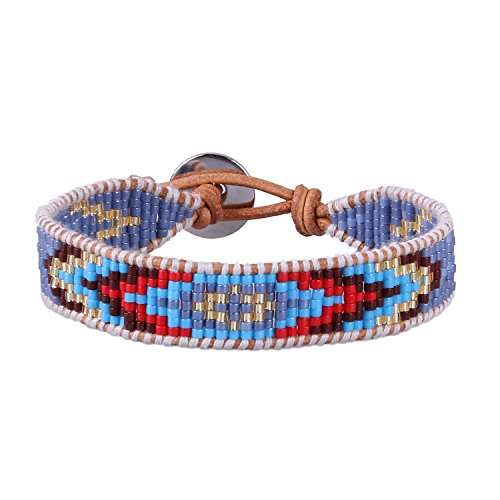 KELITCH New Miyuki Beaded Strand Bracelet New Leather Wrap Woven ...