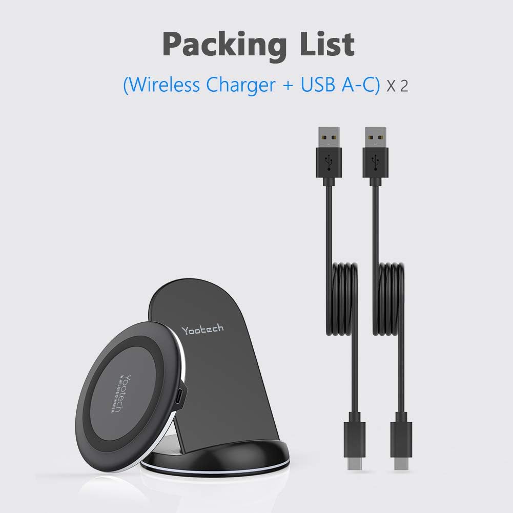 Yootech Wireless Charger,[2 Pack] Qi-Certified 10W Max Wireless Charging Pad Stand Bundle,Compatible with iPhone 12/12 Mini/12 Pro Max/SE 2020/11 Pro,Galaxy S21/S20/Note 10,AirPods Pro(No AC Adapter) : Cell Phones & Accessories