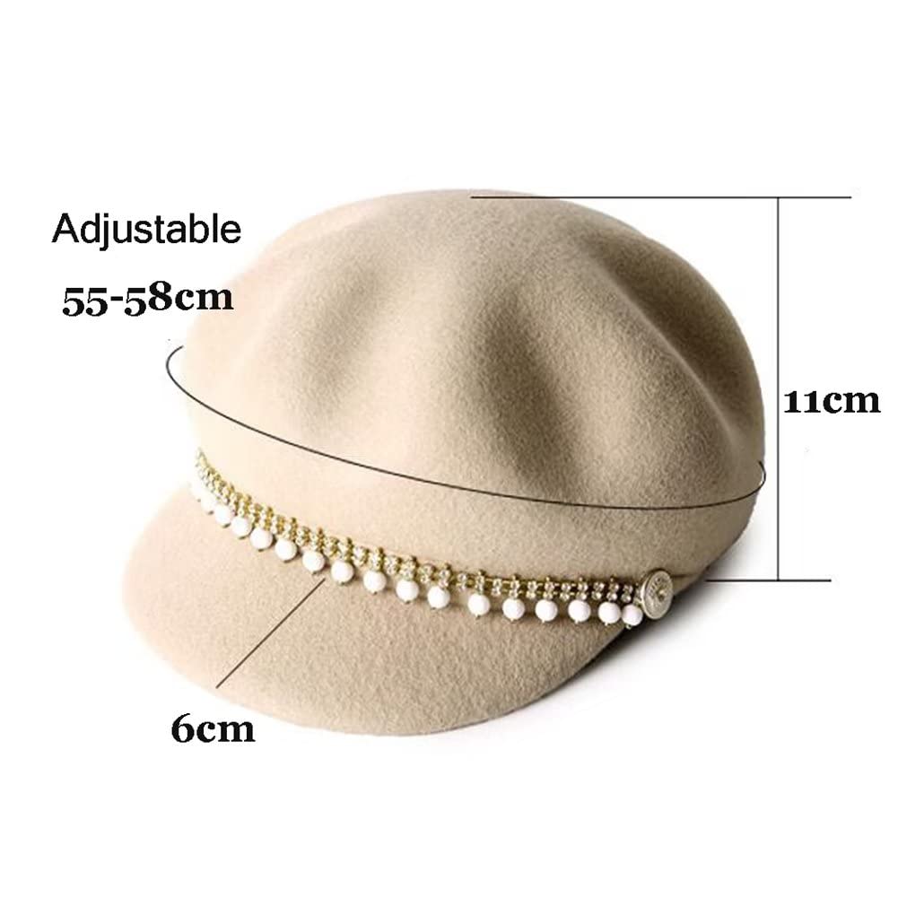 Donne Vintage Cappello di Feltro Fedora Elegante Autunno Inverno Berretto con Visiera, 100% Lana