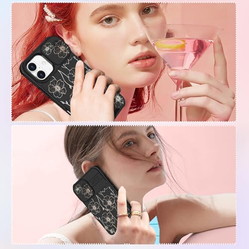Image of Funermei for iPhone 17 Case - Women Girls Cute Phone Cover Pretty Girly Aesthetic Black Butterfly Unique Design with Slide Camera Cover and Dual Protection Funda for iPhone 17 Case