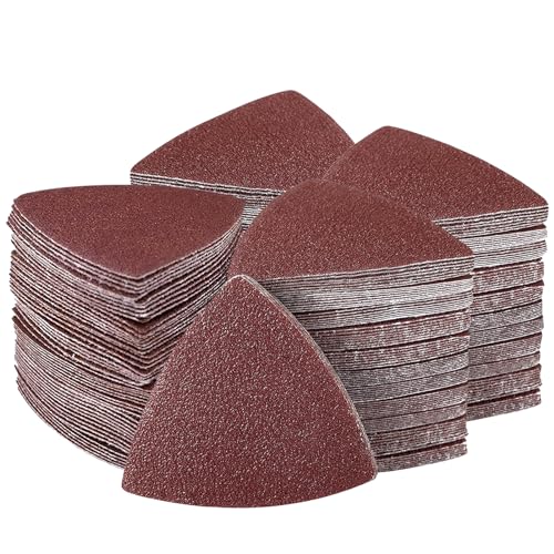 Image of 204PCS towbluii Oscillating Multitool Sandpaper, 3-1 /8 Inch Triangle Sandpaper for Triangle Sanding Pads, Assorted 40 /60 /80 /120 /180 /240 Grit 30pcs Each