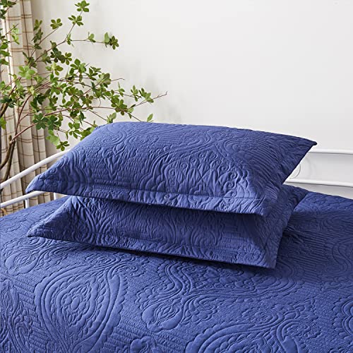 Image of Hailea 3 Piece Navy Daybed Cover Twin Size Cozy Daybed Sets Bedding Double Sided Quilting Cover Set Geometric Print Bedspread Coverlet All Season for Twin Bed with 2 Standard Shams,39 inchx75 inch