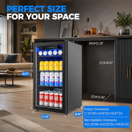 Image of 4.5 Cu.Ft Under Counter Beverage Refrigerator, Glass Door, ETL