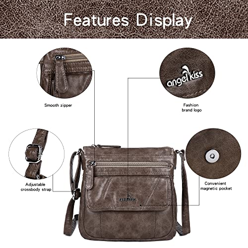 Image of Angelkiss Small Womens Crossbody Bag Leather Shoulder Purse for Women Hobo Bag with Adjustable Shoulder Strap