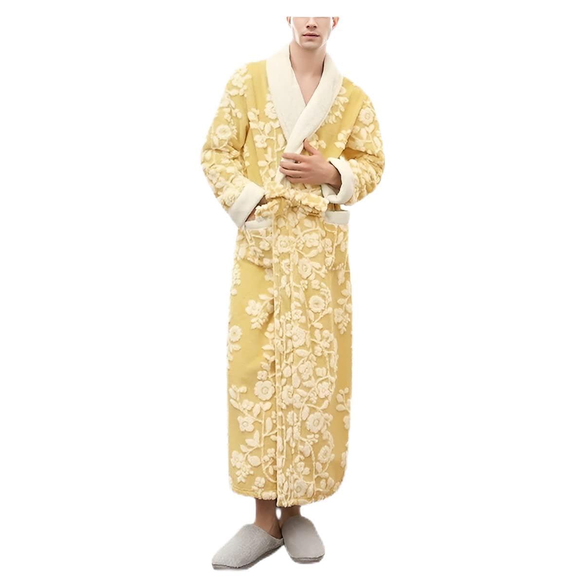 Albornoz de lana larga unisex Jacquard 3D contra el frío doméstico bata súper suave XL