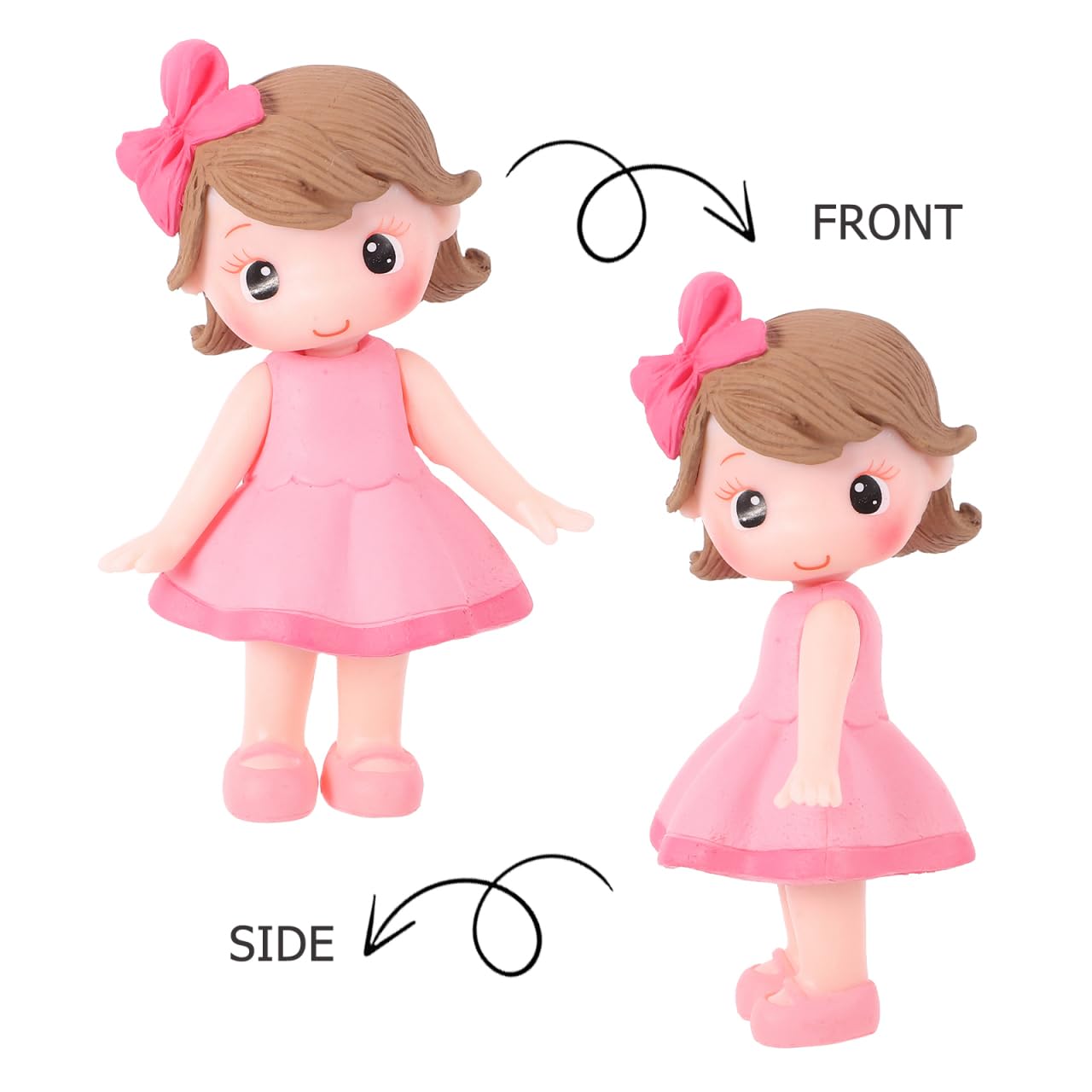 Mini Girl Doll Figures, Cute Polymer Clay Figure for Cupcake Topper, Cake Toppers, Cake Decoration, 3.42" Tall