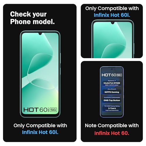 Image of ArmourPro Military Grade Gorilla Tempered Glass Compatible For Infinix Hot 60i (6.7 Inch) With Easy Installation Kit for Smartphone| Edge To Edge Coverage | Black, Pack of 2