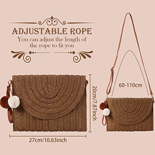 Image of Frienda Straw Purses for Women Straw Clutch Crossbody Bag Summer Beach Shoulder Bag Woven Envelope Wallet Handbags