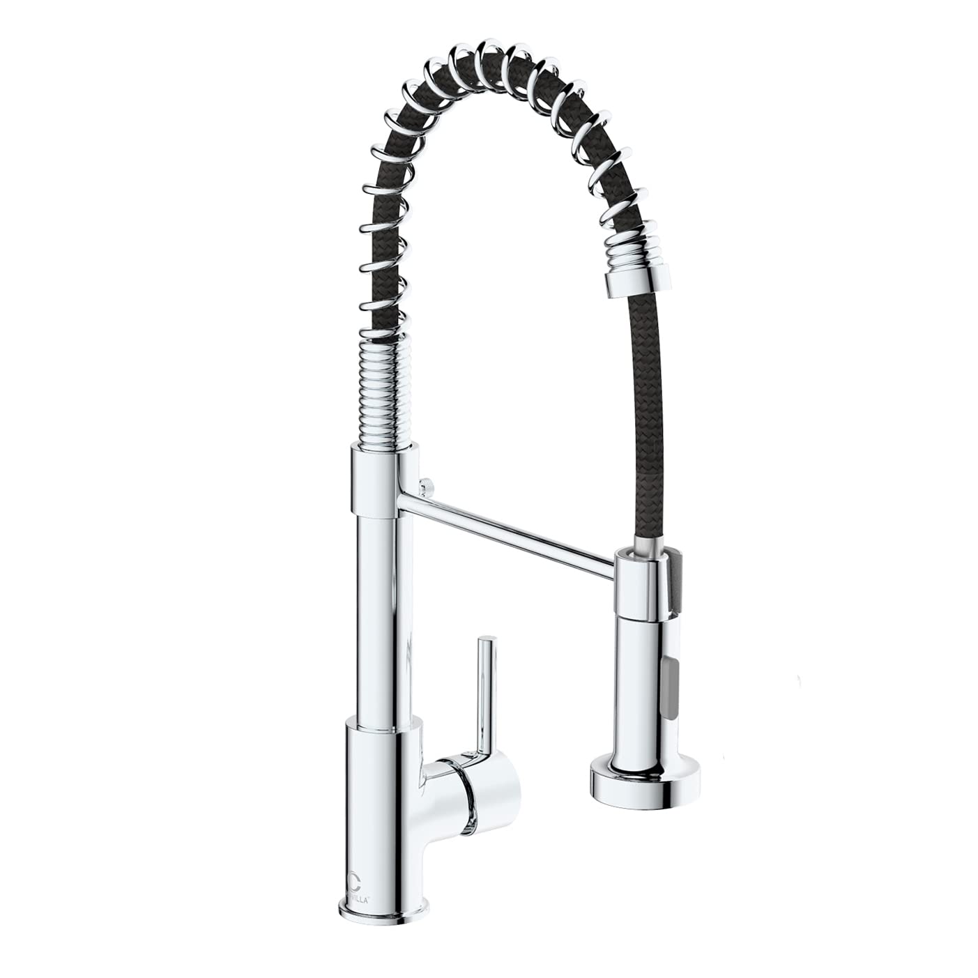 Kitchen Faucet, Commercial Kitchen Sink Faucets with Pull Down Sprayer, Stainless Steel Faucets for Kitchen Sinks, Dual Function Spray Head, Single Handle Spring Kitchen Faucets -Chrome Finish