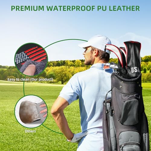 Golf Club Head Covers,4pcs or 1pc USA Golf Head Covers for Woods and Driver Fairway Hybrid - PU Leather Mallet Blade Putter for Men Women Golf Enthusiast - Image 6