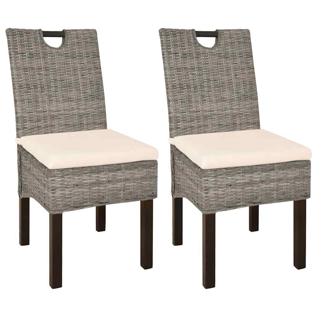 Chaise en rotin Kubu naturelle pour réchauffer l'ambiance de votre cuisine (Lot de 2)