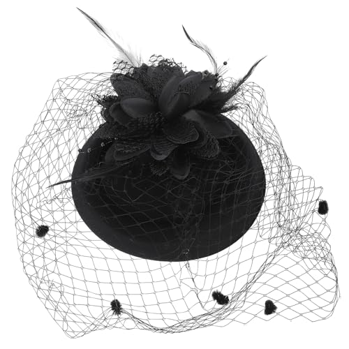 ibasenice Sombrero Pastillero Mujer Retro con Velo Tocado Elegante para Bodas Fiestas y Eventos Diseño con Plumas y Flores Accesorio Único para Cabello