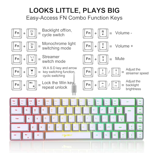 Teclado Membrana Mini 68-Key RGB USB-C miniatura 7