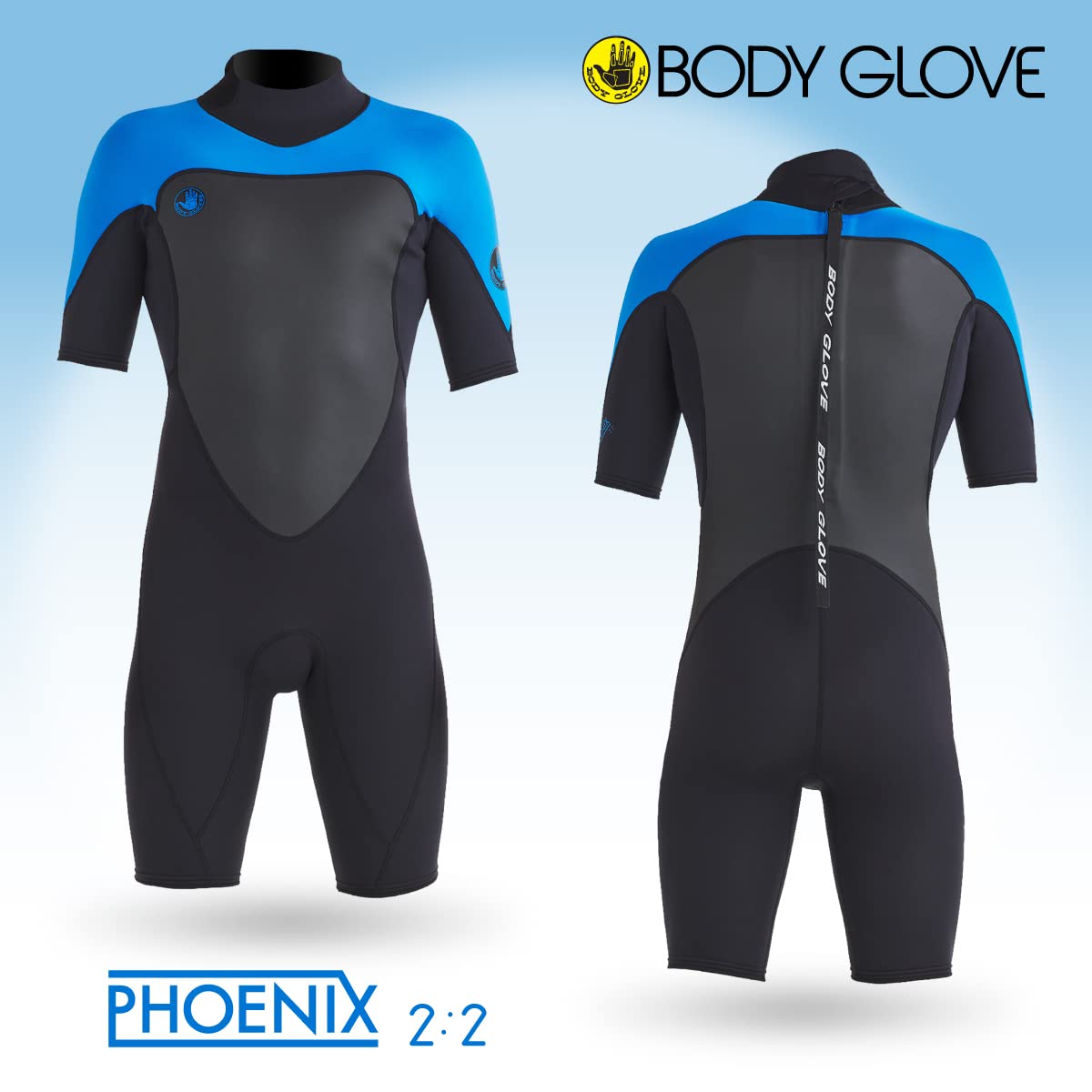 Body Glove Men's Phoenix 2mm Back-Zip S/s Springsuit Wetsuit (Blue, X-Large)