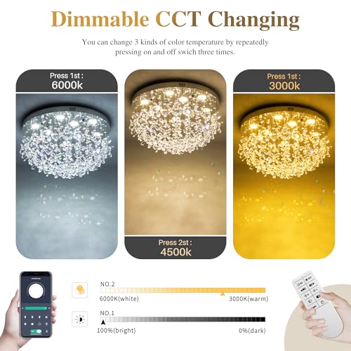 Lámpara de techo de cristal con 50% de descuento, control remoto y APP