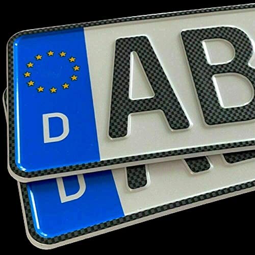 Preisvergleich Produktbild TEILE-24.EU Malinowski 2 x Carbon Kfz Kennzeichen / 520x110 mm / OFFIZIELL amtliche Nummernschilder / DHL