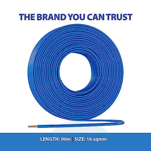 Image of KEI WIRES & CABLES Homecab 16 sqmm 1 Core Copper Flame Retardant House Wire PVC Insulated Cable for Domestic & Industrial Electrical Wiring (Blue, 90 Meters)