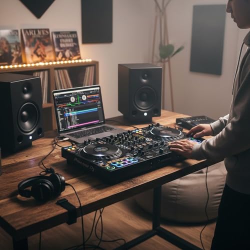 Image of Pioneer DJ DDJ-FLX10 4-Channel Professional DJ Controller - Black Bundle with Gearlux Headphones, DMX Cable, and Austin Bazaar Polishing Cloth