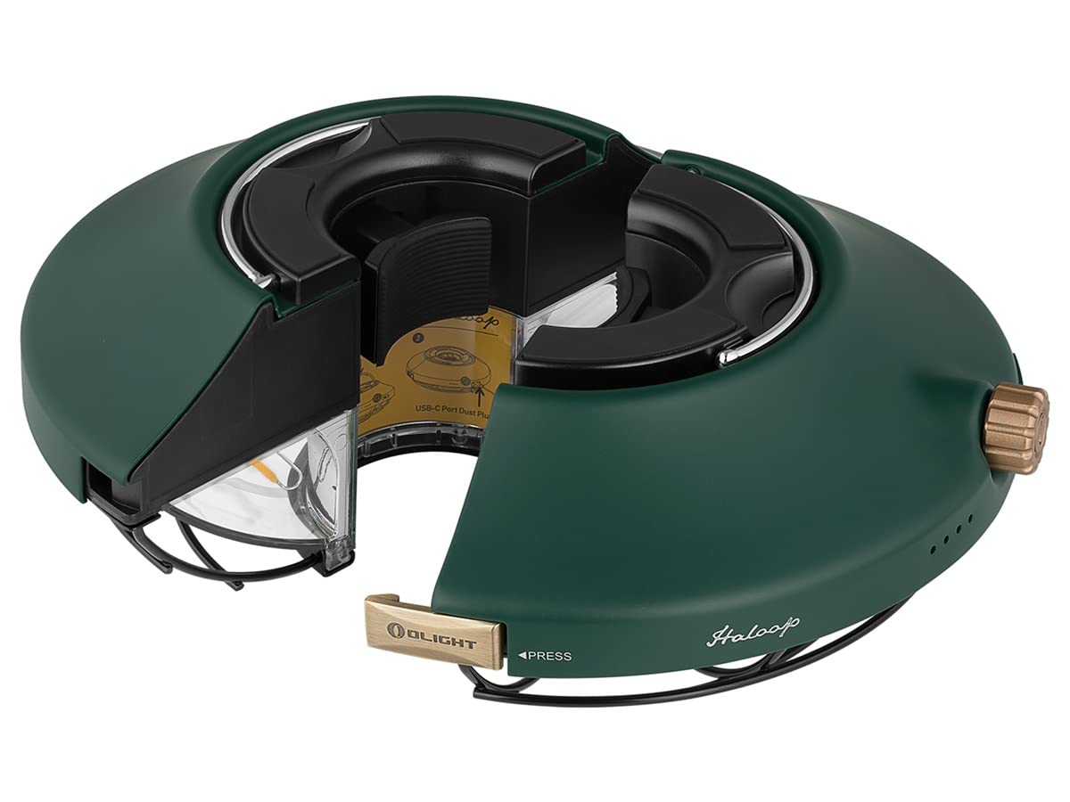 OLIGHT Haloop, Lámpara recargable para jardines y camping, Luz LED 360º (VERDE FORESTAL)
