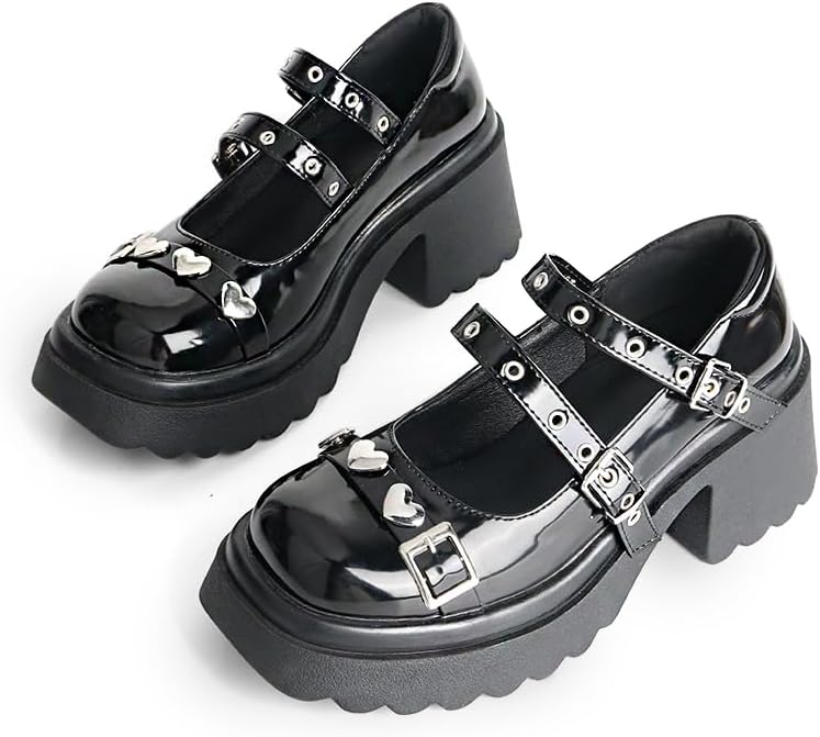 MEOTINA Platform Mary Jane Shoes Women Goth Shoe